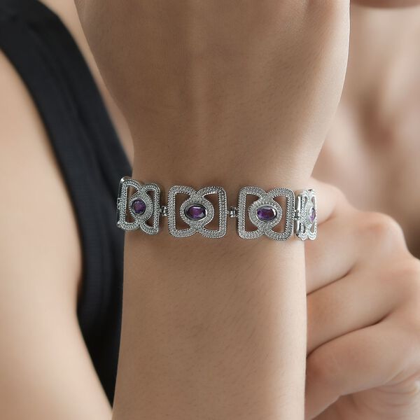 Afrikanischer Amethyst Armband ca. 19 cm Edelstahl ca. 3.41 ct image number 3