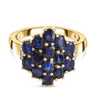 Masoala Saphir und weißer Zirkon Ring, 925 Silber vergoldet (Größe 17.00) ca. 4,02 ct