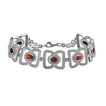 Roter Granat Armband ca. 19 cm Edelstahl ca. 3.70 ct