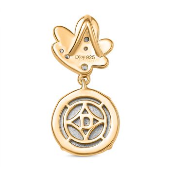 D'Joy Maulbeer Mondstein, Wei&szlig;er Zirkon Anh&auml;nger 925 Silber platiniert und vergoldet ca. 4.43 ct