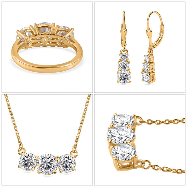 Moissanit Schmuckset, 925 Silber Gelbgold Vermeil - 7,19 ct. image number 4