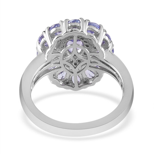Tansanit und wei&szlig;er Zirkon-Ring, 925 Silber platiniert  ca. 2,22 ct image number 6
