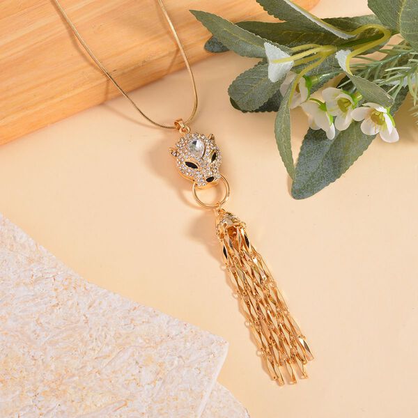 Wei&szlig;er Kristall Halskette ca. 60 cm Legierung emailliert image number 2