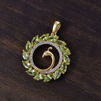 Nat&uuml;rlicher Peridot und Zirkon Anh&auml;nger - 3,95 ct.