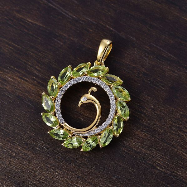 Nat&uuml;rlicher Peridot und Zirkon Anh&auml;nger - 3,95 ct. image number 2