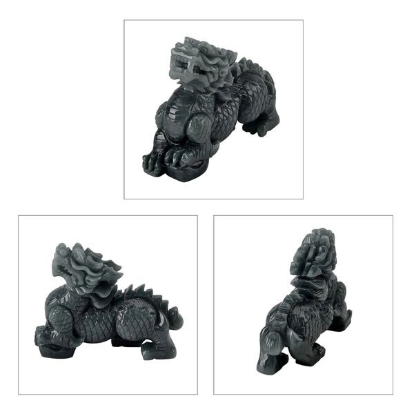 Qi-Lin Figur aus Olmec Jadeit, naturbelassene Schnitzarbeit, ca. 8-9 cm image number 3