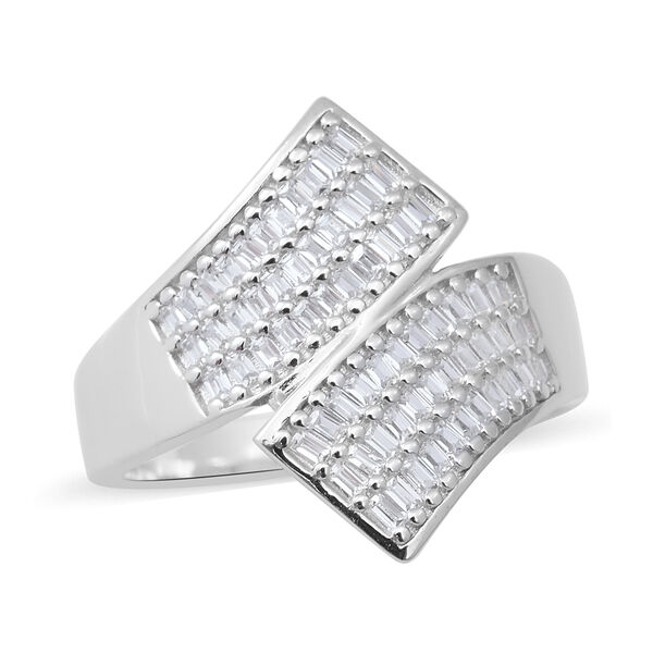 LUSTRO STELLA - Zirkonia Bypass Ring 925 Silber rhodiniert  ca. 0,55 ct