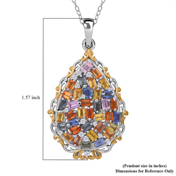 Mehrfarbiger Saphir und Zirkon Anh&auml;nger mit 50cm Kette - 3,86 ct. image number 5