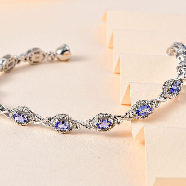Tansanit Armband ca. 18 cm 925 Silber platiniert ca. 3.06 ct image number 1