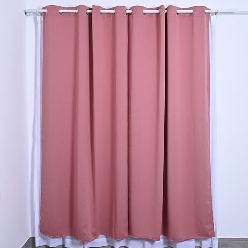 2er-Set blickdichte Vorhänge mit Metallösen, Größe 140x240 cm, Blush Rosa image number 0