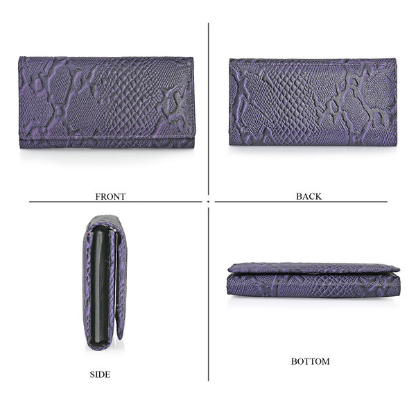 "RfidProtected 100% Python Embossed Genuine Leather Women's Wallet Color : Purple Size:7.25x4 INCH " image number 6