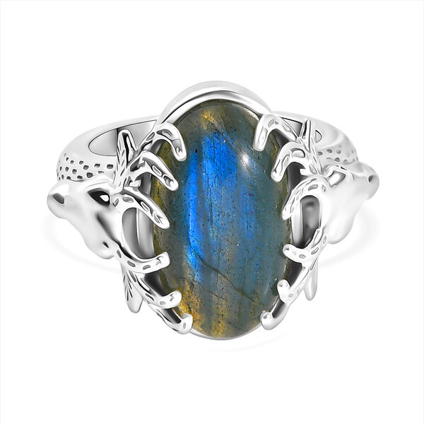 DER RENTIER RING D'Joy AAA Labradorit Ring 925 Silber rhodiniert (Gr&ouml;&szlig;e 20.00) ca. 8.00 ct