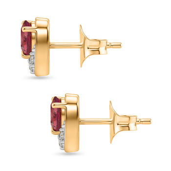 GP Amore Kollektion - Afrikanischer Amethyst, Wei&szlig;er Zirkon Ohrringe 925 Silber 750 Gelb Vergoldet ca. 0.99 ct