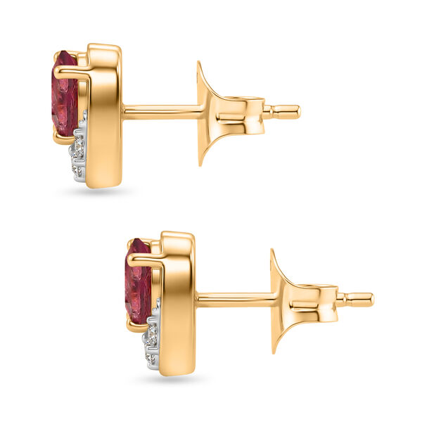 GP Amore Kollektion - Afrikanischer Amethyst, Wei&szlig;er Zirkon Ohrringe 925 Silber 750 Gelb Vergoldet ca. 0.99 ct image number 3