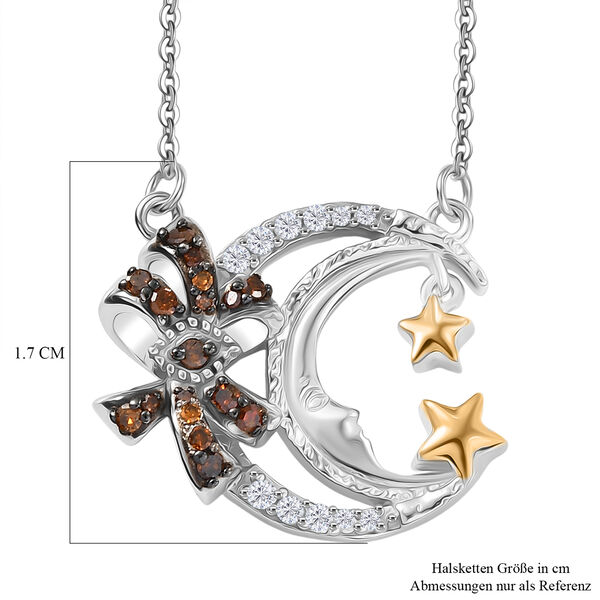 GP - Kanchanaburi Blauer Saphir, Roter Diamant Halskette ca. 50 cm 925 Silber Rhodiniert und 750 Gelbgold Vermeil ca. 0,23 ct. image number 5