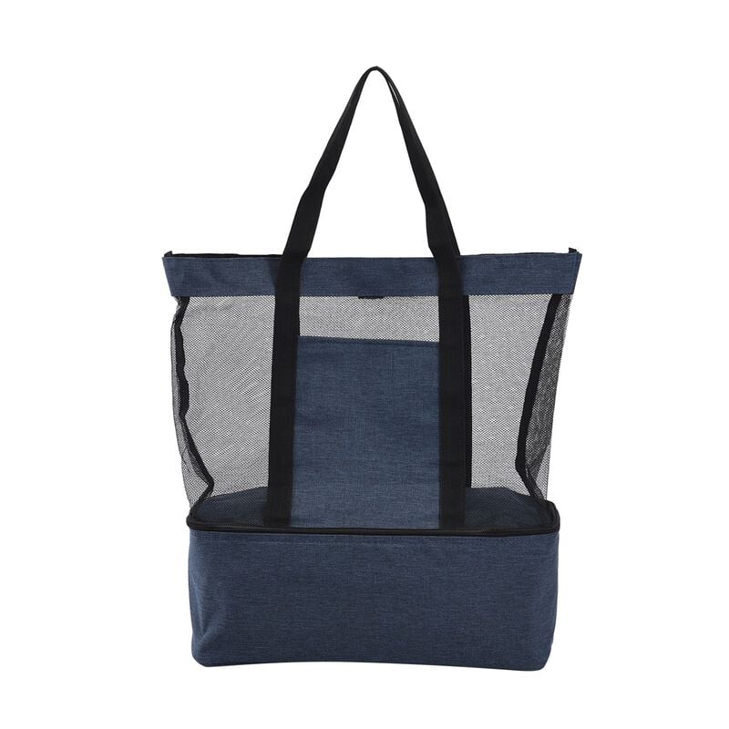 Zweistöckige Netz-Einkaufstasche mit Kühlfach, 37x15x42cm, blau image number 0