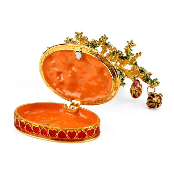 Eleganter goldfarbener Schmuckhalter in Baumform mit rosa Kristallen und dekorativen eif&ouml;rmigen Anh&auml;ngern, Gr&ouml;&szlig;e 8,5x4,5x9cm - Gr&uuml;n image number 6