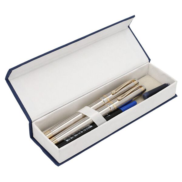 2er Set F&uuml;llfederhalter und Tintenschreiber, Silber image number 7