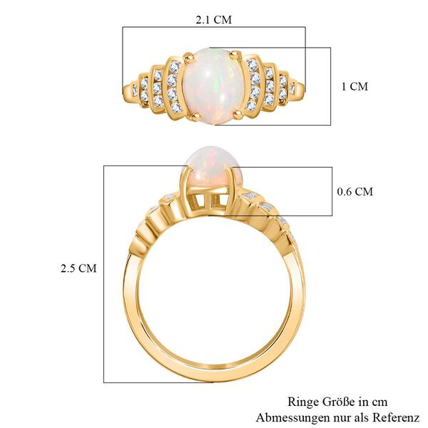 AA Nat&uuml;rlicher, &auml;thiopischer Welo Opal und Wei&szlig;er Zirkon Ring, ca. 1,71 ct image number 8