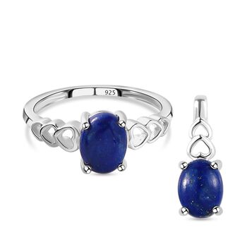 Lapislazuli Ring und Anh&auml;nger, 925 Silber ca. 2,90 ct