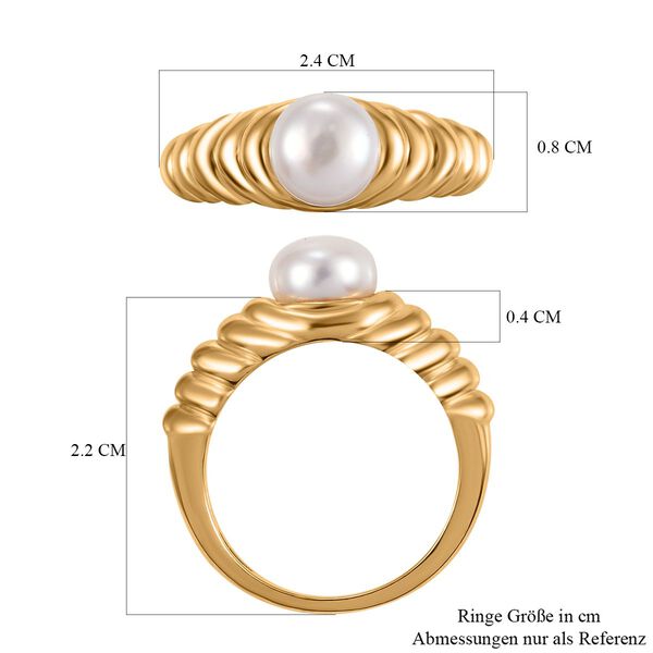 Süßwasser Perle Ring, (Größe 18.00), goldfarben image number 6