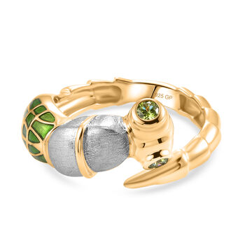 GP - AA Peridot, Kanchanaburi Blauer Saphir Ring 925 Silber 750 Vergoldet (Gr&ouml;&szlig;e 17.00)