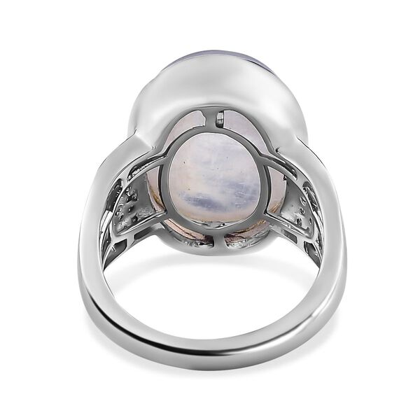 Premium Regenbogen Mondstein und Zirkon Ring - 12,69 ct. image number 6