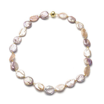 Mehrfarbige Barockperle Halskette ca. 50 cm 925 Silber