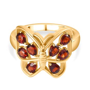 Nat&uuml;rlicher Mosambik Granat Ring, 925 Silber 750 Gelbgold Vermeil (Gr&ouml;&szlig;e 18.00) ca. 1.64 ct