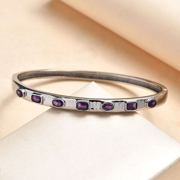 Afrikanischer Amethyst Armreif ca. 19 cm Edelstahl ca. 1.70 ct image number 1