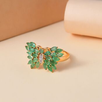 Kagem sambischer Smaragd und Zirkon Ring - 1,94 ct.