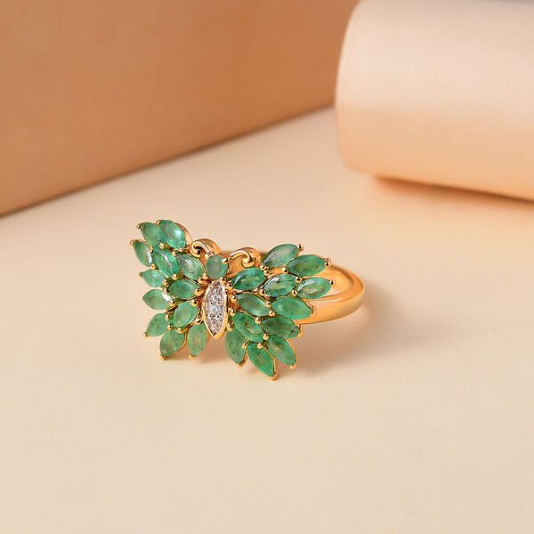 Kagem sambischer Smaragd und Zirkon Ring - 1,94 ct. image number 2