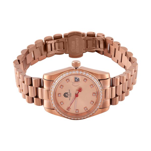 Moissanit Uhren 20 cm Reiner Edelstahl IP Rosa Plattierung image number 5