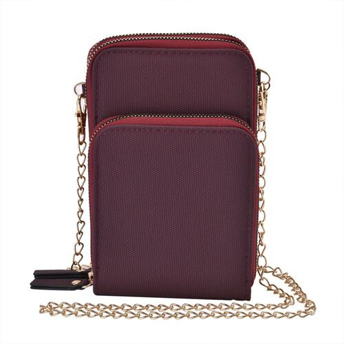 Crossbody Tasche mit Tragekette und RFID Schutz, burgunderrot image number 0