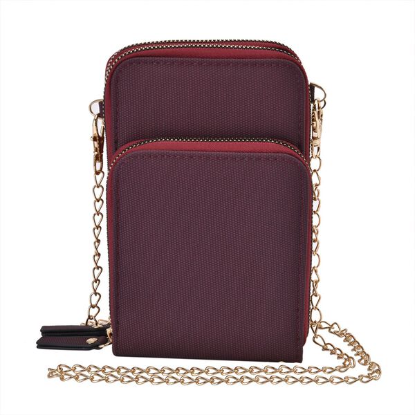 Crossbody Tasche mit Tragekette und RFID Schutz, burgunderrot