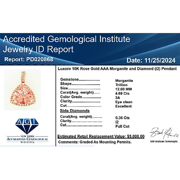 AAA Morganit und Diamant Anh&auml;nger in 417 Ros&eacute;gold - 5,05 ct. image number 5