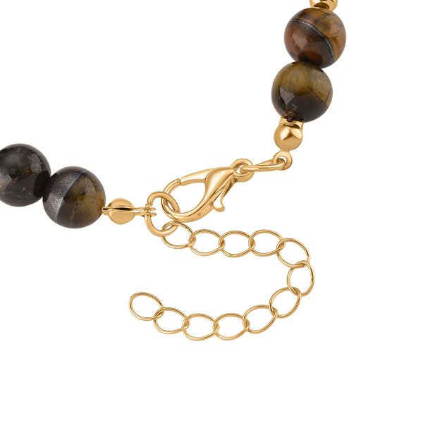 Tigerauge, Wei&szlig;e Keshi Perle Armband, ca. 18cm mit 5cm extender, Reine Legierung goldfarben image number 5