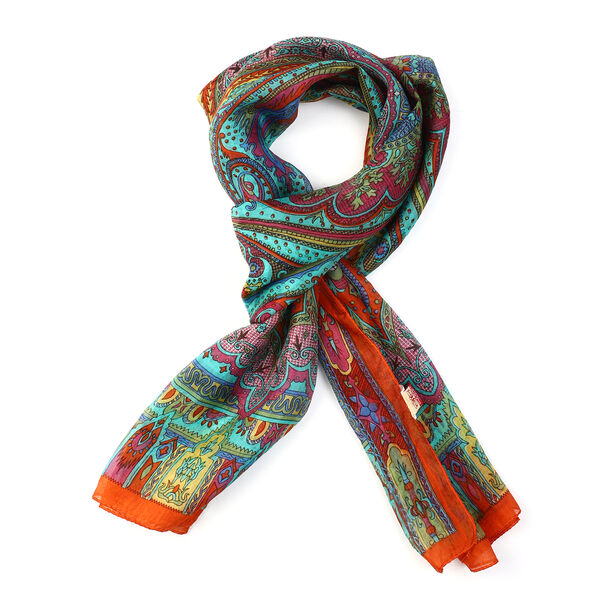 100% Natur Seide, Designer Schal, 50x160 cm, Orange image number 4