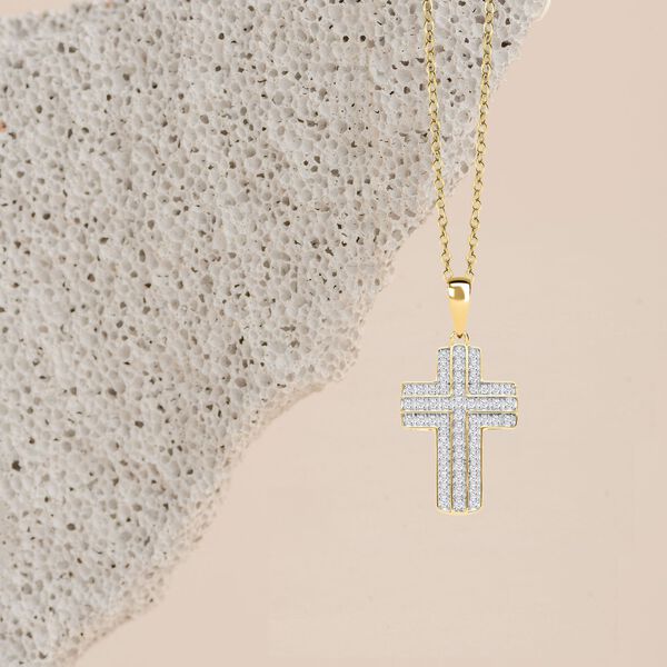 Diamant Kreuz Anh&auml;nger mit 45cm Kette - 0,33 ct. image number 3