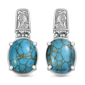 Blaues Türkis, Himmelblauer Topas Ohrringe Edelstahl ca. 6.42 ct
