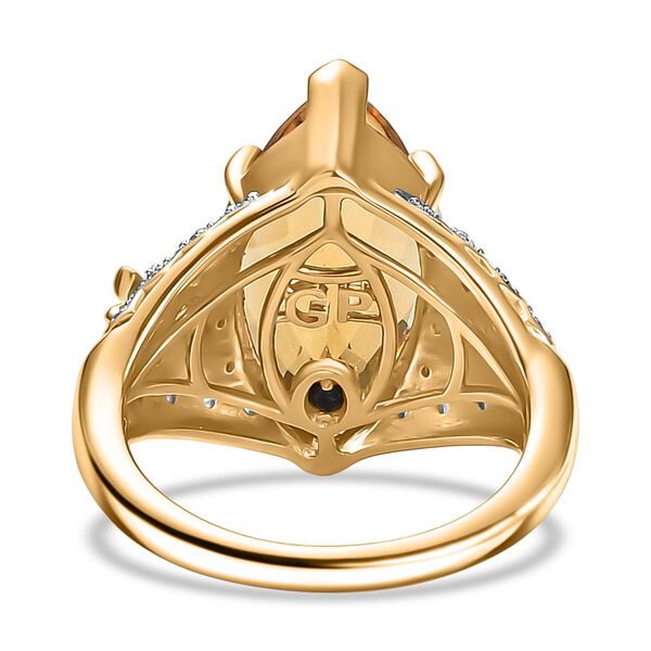 GP Trionfo Kollektion - Citrin, Kanchanaburi Blauer Saphir Ring 925 Silber 750 Gelbgold Vermeil (Größe 19.00) ca. 6.80 ct image number 6