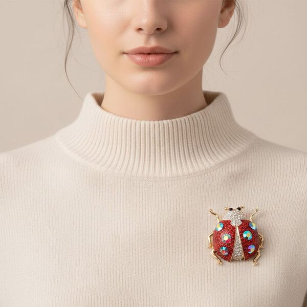 Mehrfarbiger Kristall Brosche  Gelb image number 2