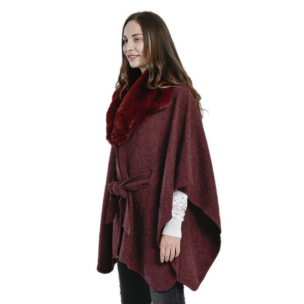 TAMSY Kunstfell Kimono, Einheitsgröße Burgunderrot image number 3