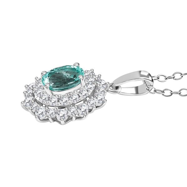 RHAPSODY zertifiziert und gepr&uuml;ft AAAA Paraiba Turmalin und VS-EF Diamant Anh&auml;nger mit 45cm Kette in 950 Platin - 1,60 ct. image number 3