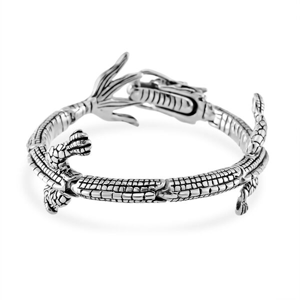 Designer Style- Drachen Armreif Reiner Edelstahl ca. 20 cm ca. 71,50g, Silberfarben image number 3