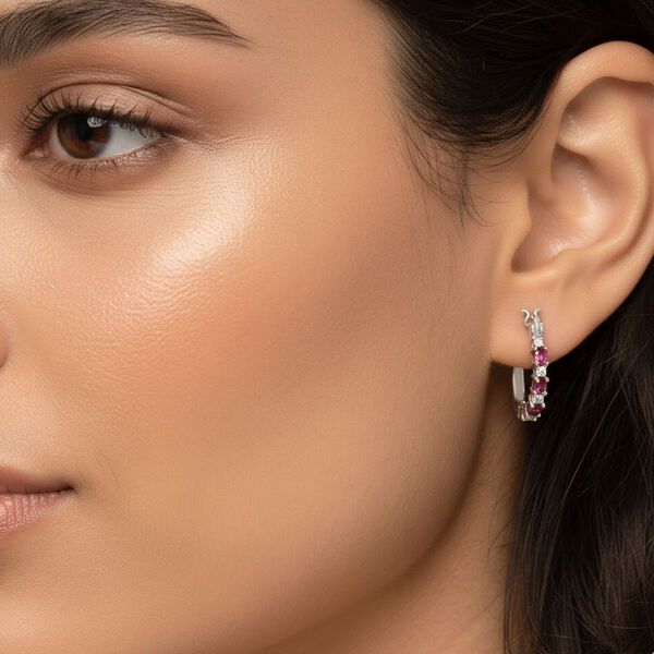 M&Uuml;NCHEN CLOSE OUT - D'Joy Cruzeiro Blush Turmalin, Moissanit Ohrringe 925 Silber rhodiniert ca. 1.85 ct image number 2