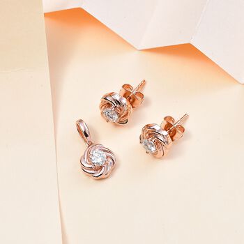 Moissanit Schmuckset, 925 Silber 750 Ros&eacute;gold Vermeil - 0,75 ct.