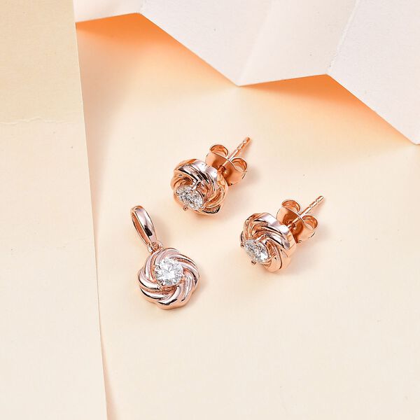 Moissanit Schmuckset, 925 Silber 750 Ros&eacute;gold Vermeil - 0,75 ct. image number 2