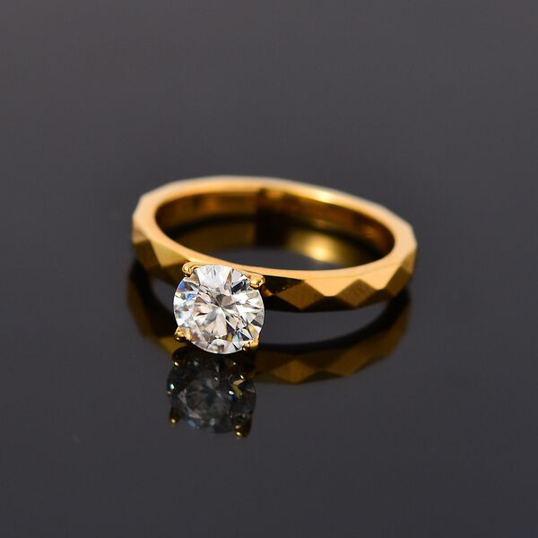 Moissanit Ring, Gelbgold Vermeil, ca. 0.91 ct image number 1