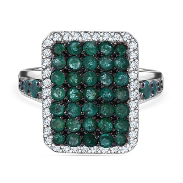 AA Kagem sambischer Smaragd und Zirkon-Ring - 2,19 ct.